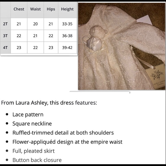 LAURA ASHLEY LONDON IVORY LACE BELL SLEEVE DRESS - Picture 6 of 8